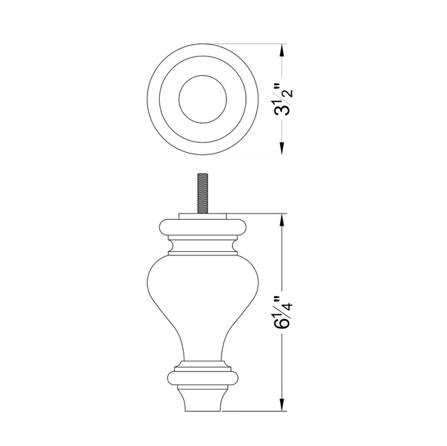 6 1/4''VALENCIA Finished Turned Furniture Feet