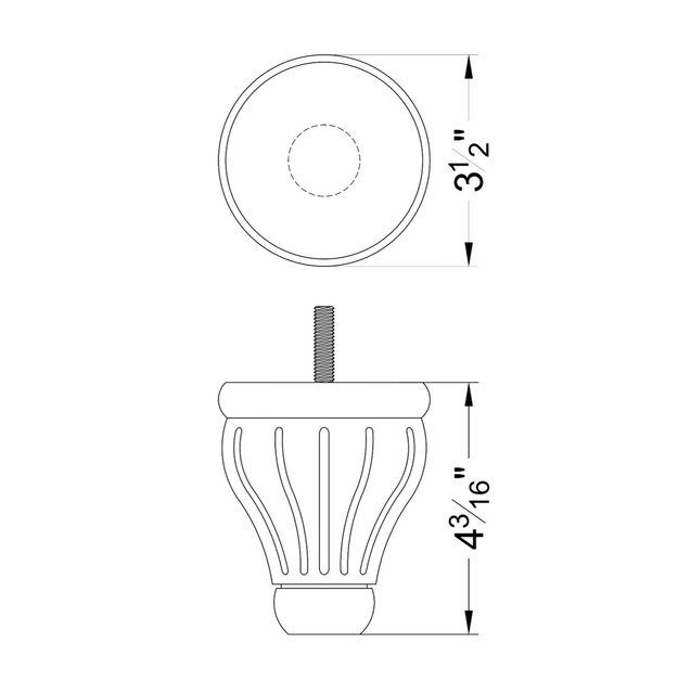 4 3/16''Carved Antique Wooden Leg