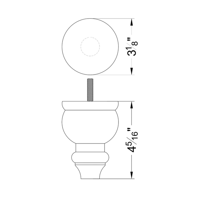 4 5/16'' Wooden Walnut Finish Turned Round Bun Feet