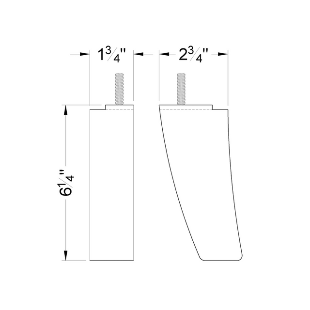 6 1/4'' Espresso Finish Curved Wooden Furniture Legs