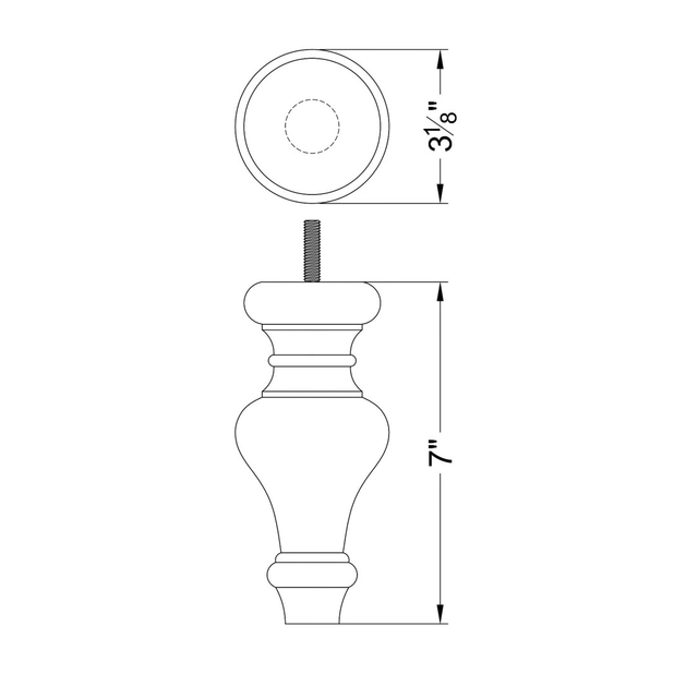 7'' Espresso Brown Turned Bun Feet