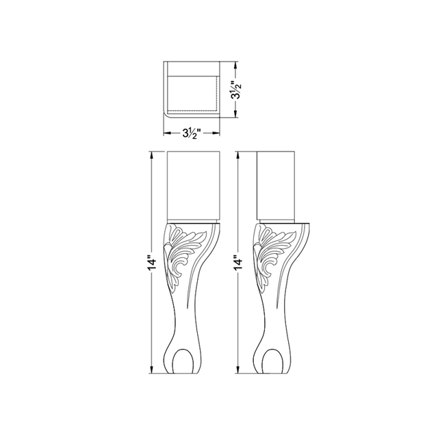 14'' Espresso Wood Queen Anne Furniture Legs