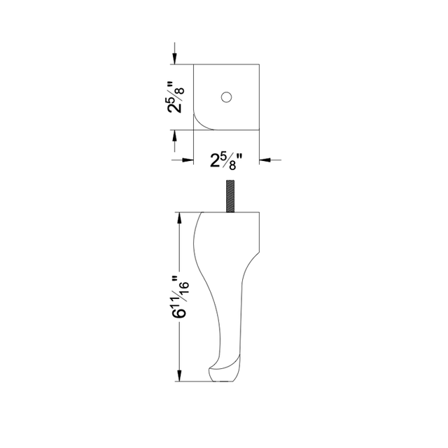 6 11/16'' Espresso Wood Queen Anne Furniture Legs