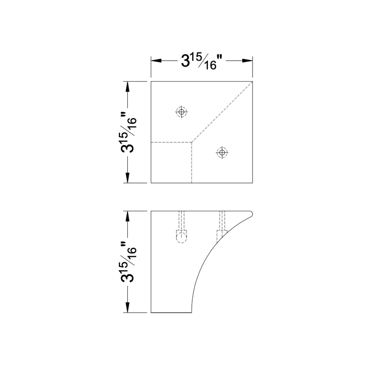 3 15/16'' Unfinished Corner Wooden Feet