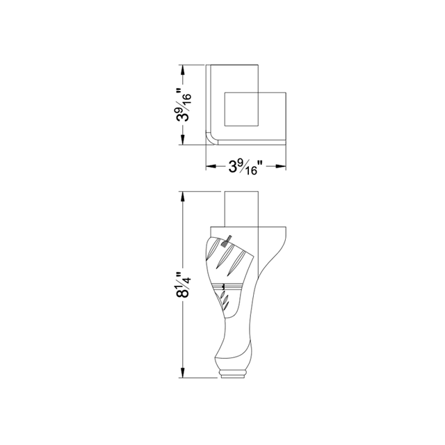 8 1/4'' Espresso Brown Wood Queen Anne Furniture Legs