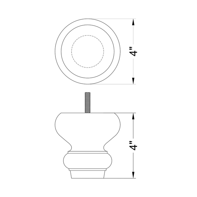 4'' Unfinished Wood Turned Bun Feet