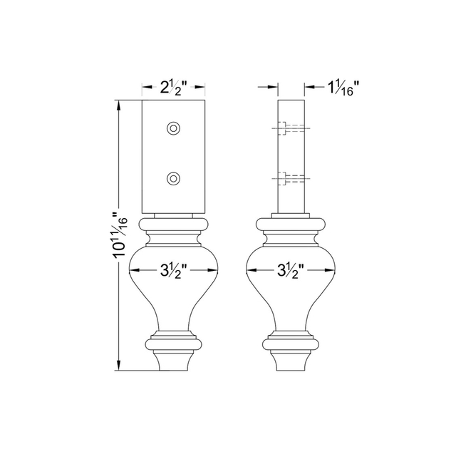 10 11/16'' Wooden Turned Furniture Leg