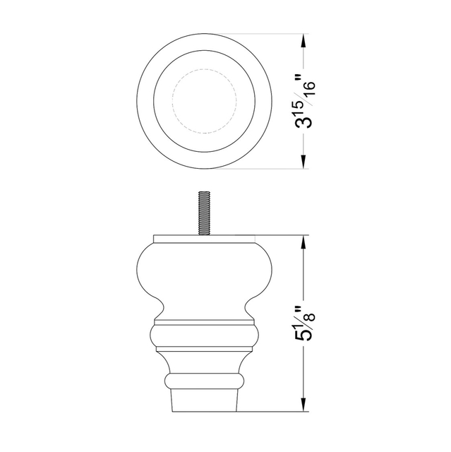 5 1/8'' Wooden Unfinished Round Bun Feet