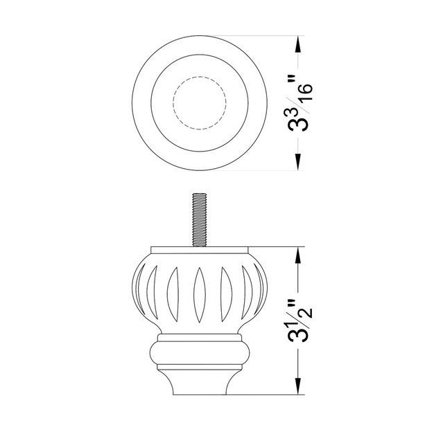 3 1/2'' Espresso Carved Bun Feet