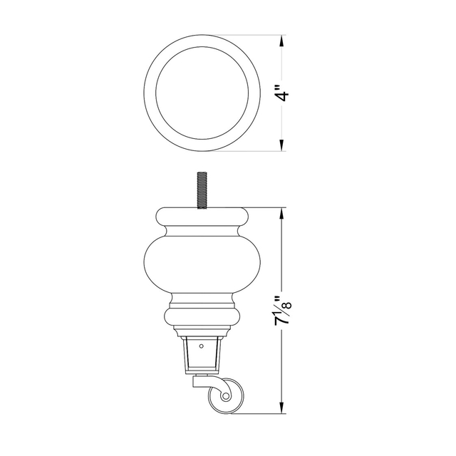 7 1/8'' Carved Turned Bun Feet