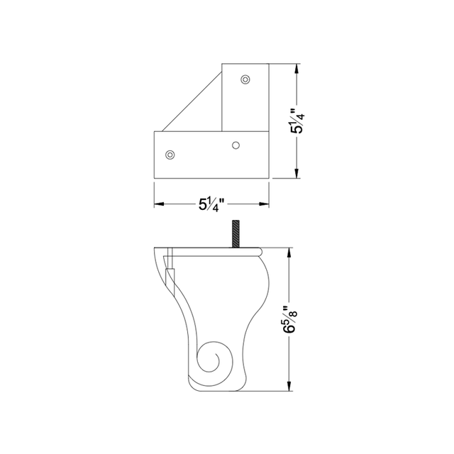 6 5/8'' Black Wood Queen Anne Furniture Legs