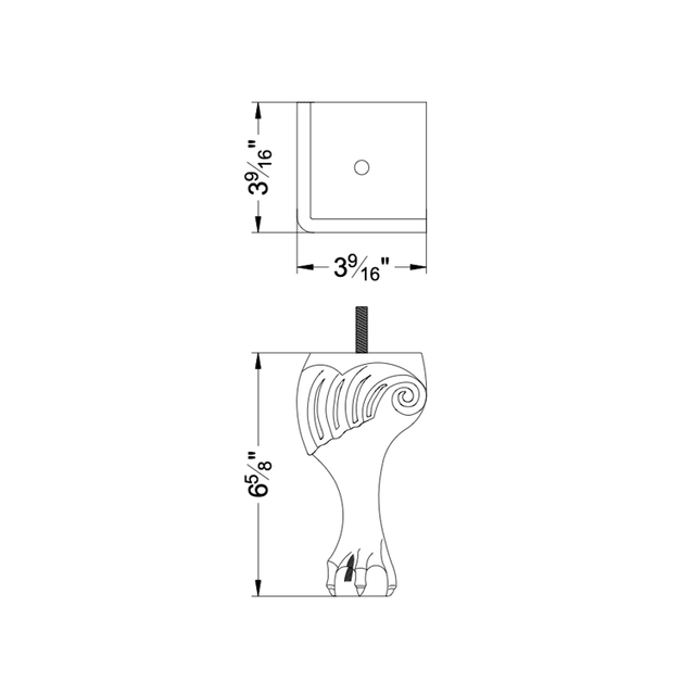 6 5/8'' Espresso Wood Queen Anne Furniture Legs