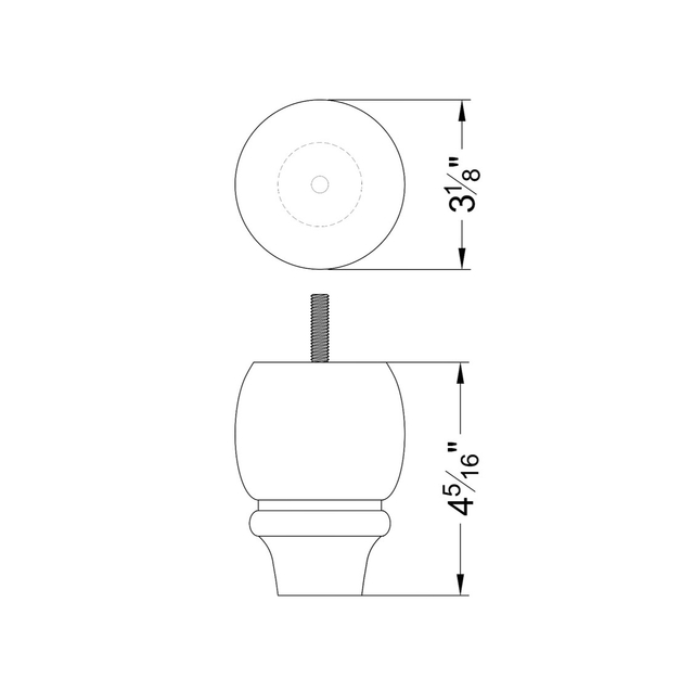 4 5/16'' Wooden Walnut Finish Round Bun Feet