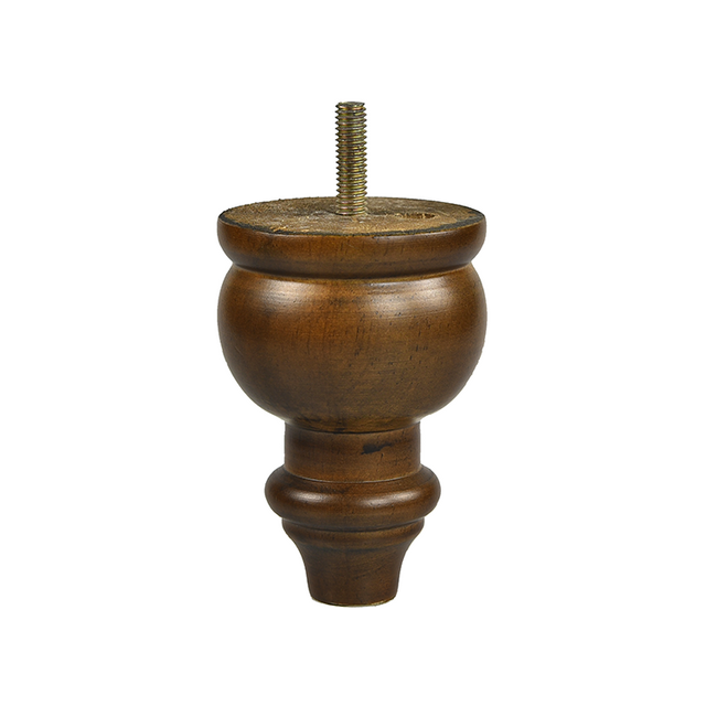 4 5/16'' Wooden Walnut Finish Turned Round Bun Feet