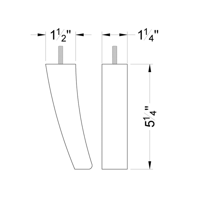 5 1/4'' Espresso Finish Curved Wooden Furniture Legs
