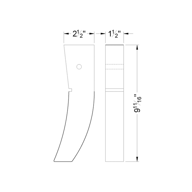 9 11/16'' Black Curved Wooden Furniture Legs