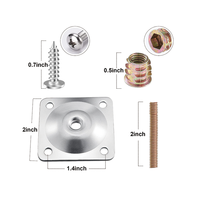 5/16"(m8) Industrial Grade Flat Firniture Leg Mounting T-plates