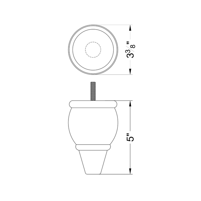 5'' Espresso Finished Tapered Bun Feet