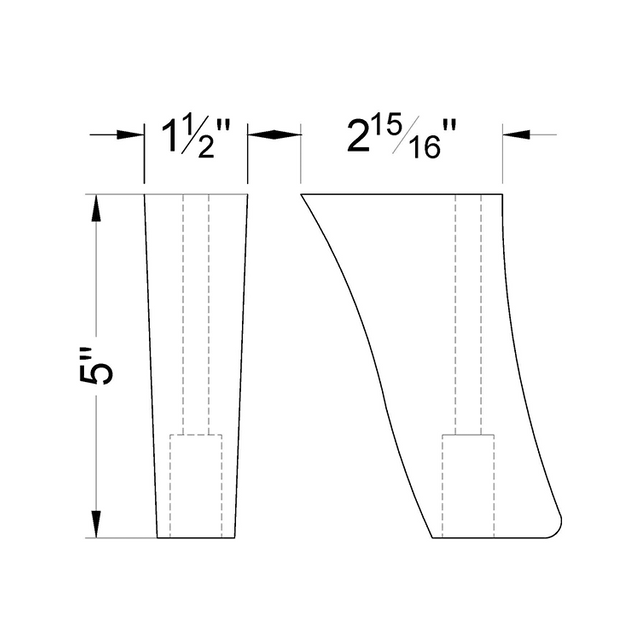 5'' Beige Finish Curved Wooden Furniture Legs