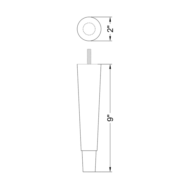 9'' Round Tapered Wooden Leg