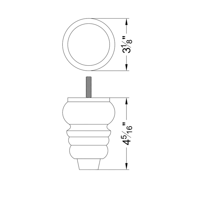 4 5/16'' Wooden Walnut Finish Round Furniture Leg