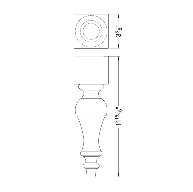 11 15/16'' Fluted Turned Bun Feet