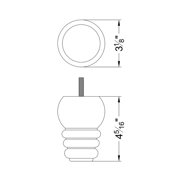 4 5/16'' Wooden Modern Walnut Finish Round Furniture Leg