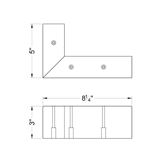 3'' Black Corner Wooden Feet