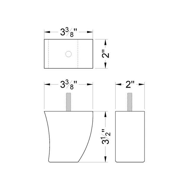 3 1/2'' Espresso Brown Finish Curved Wooden Furniture Legs